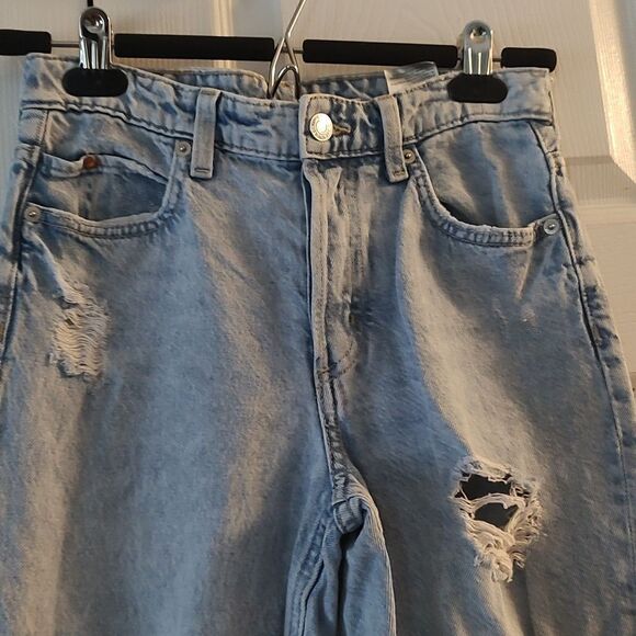 Denim & Denim light washed boyfriend low waist distress jeans Sz 2 - Picture 4 of 9